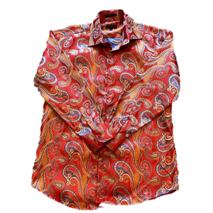 Leonardi Italy Mens XXL Multi shades of Red Paisley Print Button Down Shirt